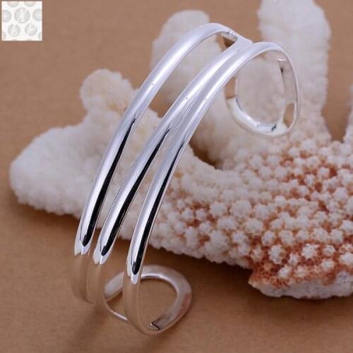 B046 Free Shipping! SGS Test Past Latest Trendy Classic N925 Stamped Silver color plated jewelry Hot sell Bangle Wholesale Price