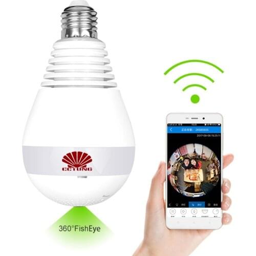 960P 360 Degree Wireless Panoramic IP Camera LED Bulb Lamp Mini WIFI CCTV Alarm 3D VR Camera Smart Home Security Free APP Alarm