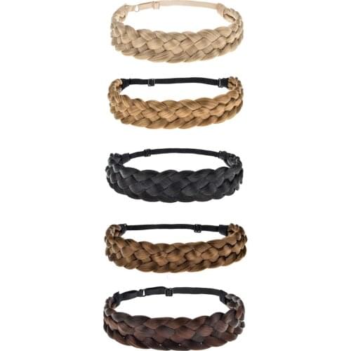 Bohemian Hair Band Elastic Synthetic Chunky Hair Braid 5 Strands Plaited Braids Hair Styling Headbands Retro Hairdress Headwear