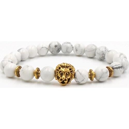 8mm t4324 leopard Reiki Chakra Bracelet white Howlite Buddha Yoga stone bead essential oils diffuser Bangles Jewelry
