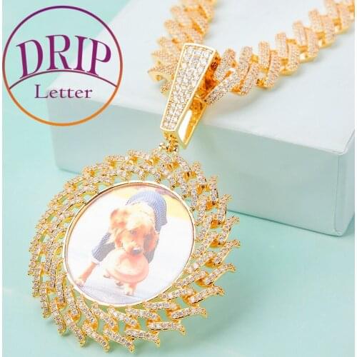 Custom Photo Circle Pendant Medallion Gold Color Hip Hop Jewelry