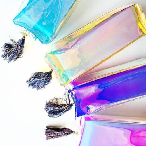 1X Amazing Laser Clear Soft PVC Pencil Case Pencil Bag Cosmetic Storage Bag School Office Supply Student Stationery Kid Gift