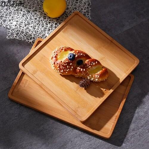 Nordic Decorative Trays Dessert Snack Food Tray Bamboo Wood Square Plates Fruit Dish Kitchenware Storage Dishes Dinner Plate