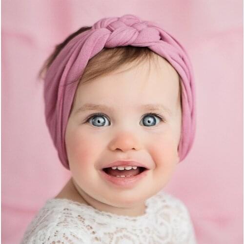 New Elastic Cross Knot Girl Turban Solid Color Headwraps Baby Girls Nylon Headbands Toddler Infant Hair Accessories