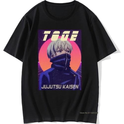 Graphic Harajuku Tshirt Jujutsu Kaisen Print Vintage Short Sleeve T shirt Cool Cartoon Anime Casual T-shirt Male Streetwear Tops