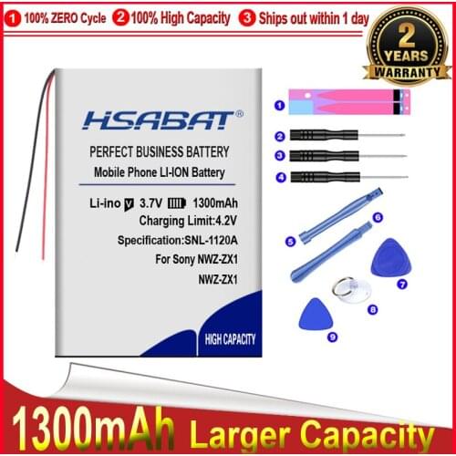 HSABAT 0 Cycle 1300mAh Battery for Sony NWZ-ZX1, Walkman NWZ-ZX1 High Quality Replacement Accumulator