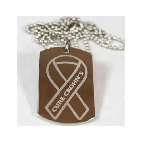 HOT SALES STAINLESS STEEL CURE CROHNS DOG TAG AWARENESS MEDICAL LOGO METAL TAG CHEAP CUSTOM STEEL DOG TAGS FH890257