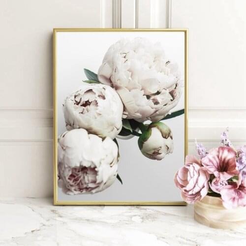White Peony Flower Wall Art Canvas Print and Poster Floral Canvas Painting Picture Photo Living Room Modern Minimalist Decor