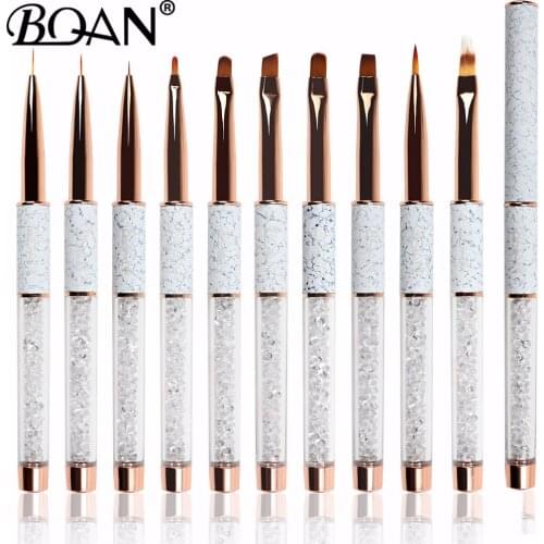 BQAN Marbled Rose Gold Nail Art Brush Diamond Gradient Nail Brush Line Painting Brushes Crystal Acrylic Thin Liner Drawing Pen