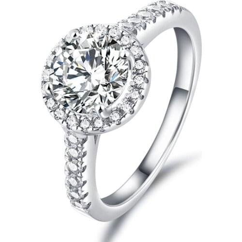 925 Jewellry Engagement diamond Ring for Woman, Sterling Silver White CZ Halo Wedding Ring Drop Shipping Price