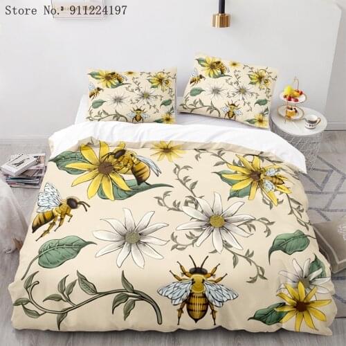 2/3pcs Bedding Set Bumblebee Duvet Cover Set 3D Print Animal Bee Bedspread Bedroom Decor Single Double Full Twin Queen King