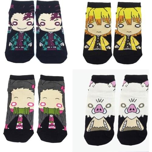 Demon Slayer Kimetsu No Yaiba Short Socks Cosplay Prop Cartoons Fashion Ankle Casual Colorful Cotton Socks Halloween Gift