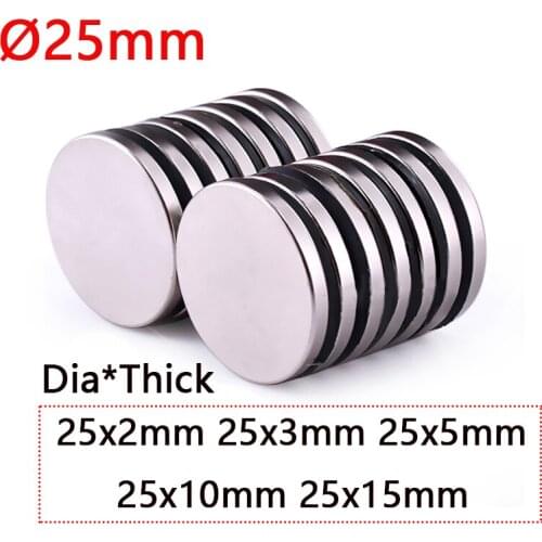 Dia Ø25mm NdFeB Round Powerful Magnets 2 3 5 10 15mm Thick Rare Earth Strong Crafts Permanent Neodymium Magnet