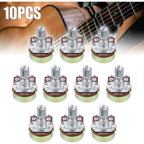 Mayitr 10Pcs/set A500k Full Size Guitar Potentiometers Bass Short Split Shaft Pots High Quality Guitar Replacement Parts