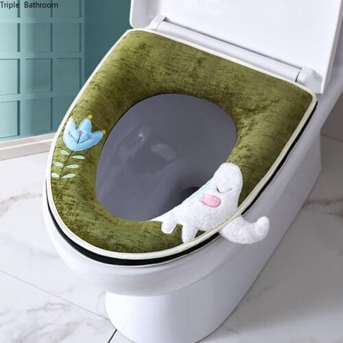 Increase Soft Toilet Seat Cover Winter Warm Washable Cushion Bathroom Closestool Waterproof Protector Bathroom Toilet Seat