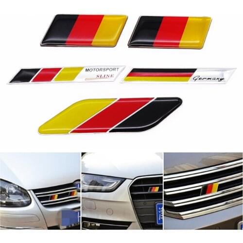 German Flag Emblem Badge Universal Car Sticker Emblem Deutsch Bumper Front Decoration Grille Auto Decal for Benz BMW Chevrolet