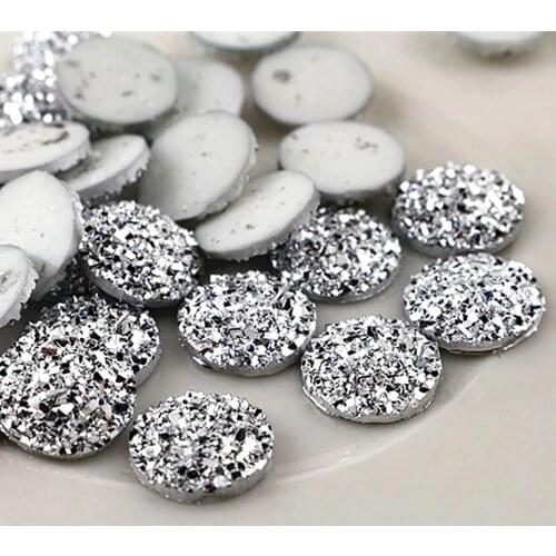 New Fashion 40pcs 8mm 10mm 12mm Silver Plated Color Flat Back Resin Cabochons Cameo