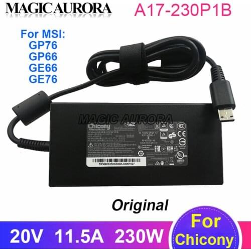 New Gaming Laptop Power Adapter For MSI GP76 GP66 GE66 GE76 A17-230P1B 20V 11.5A CHICONY AC Adapter 230W A230A037P Power Supply