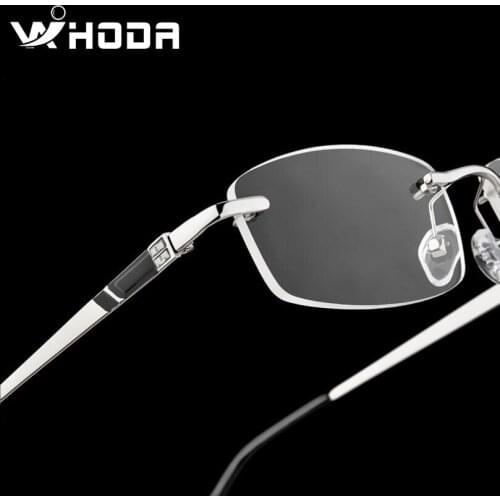 WIHODA Titanium Alloy Frameless Glass Frames, Square Rimless Myopia & Hyperopia Glasses Frame for Prescription Optical Lens F506
