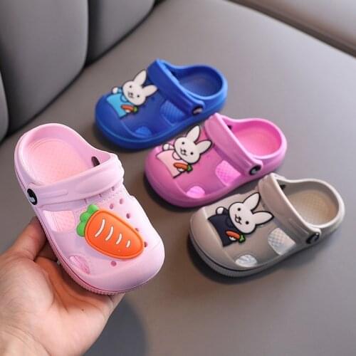 2-5y Kids Summer Baby Boys Girls Croc Sandals Flat Heels Rabbit Turnip Slippers Childrens Garden Shoes