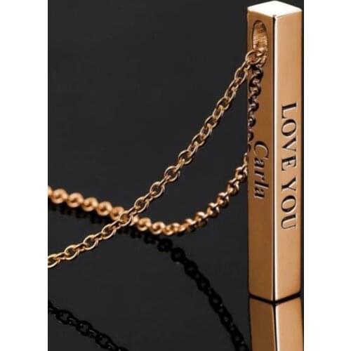 Custom Personalized Vertical Bar Necklace Engraved Name Date Numbers Pendant Necklace For Women Wedding Jewelry Anniversary Gift