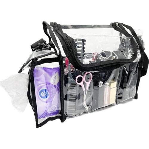 Clear makeup set bag PVC toiletry organizer shoulder bag for artist available for custom