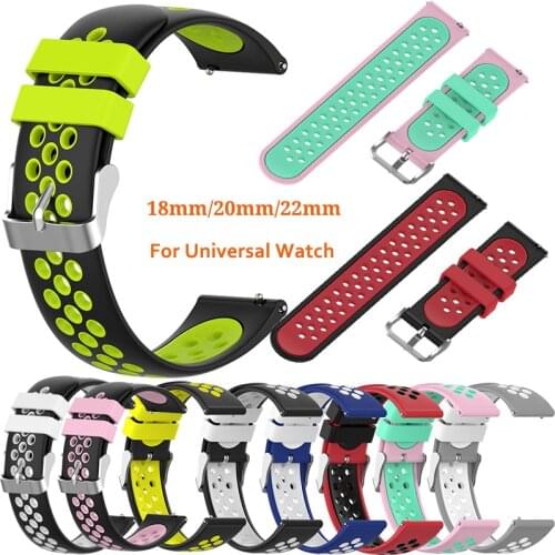 18mm/20mm/22mm Sport Watch Band Strap for Samsung Gear S3 S2 Replacement Smartwatch Bracelet For huami Soft Silicone Wristband