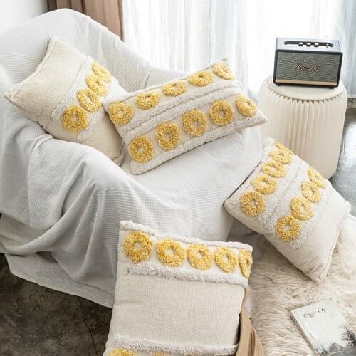 Tufted Pillowcase Bohemia Ins Nordic Style Moroccan Sofa Pillow Waist Pillow Cushion Cover 45*45cm