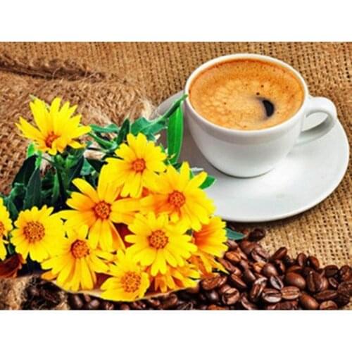 Embroidery beads flower and coffee cup diamond embroidery square diamond mosaic patchwork accessories diamond pattern needlework