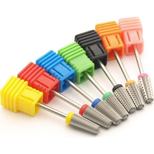1pcs 5in1 Safty Tapered Carbide Nail Drill Bits With Cut 3/32" Two-Way Carbide Bit Drill Accessories Milling Cutter For Manicure