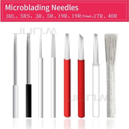 100/500pcs 3R 5R 17R 19R 40R Microblading Needle Round Permanent Makeup Eyebrow Tattoo Needles For 3D Microblading Pen