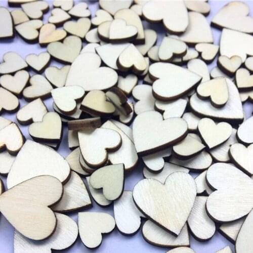 100pcs/pack Wedding Decoration Rustic Wood Wooden Love Heart Shape Table Scatter Decoration DIY Craft Accessories Party Supplies