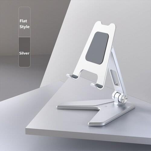 360° Silver Gray Desktop Holder Anti-Skid Dual-Shaft Foldable Aluminum Alloy ABS Tablet Phone Holder Mobile Phone Accessories