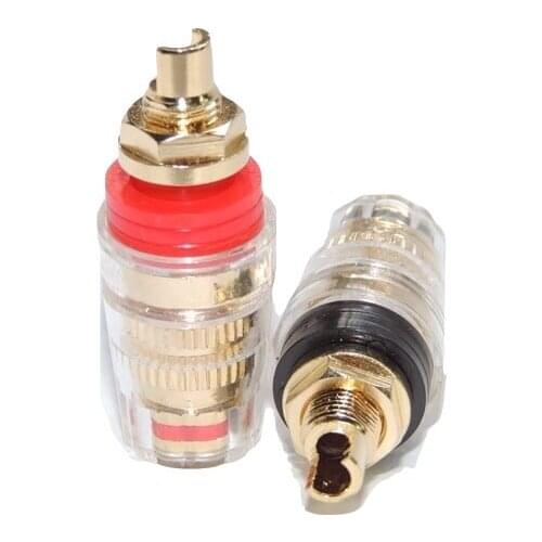 4Pcs Brass Gold Plated 4MM Banana Plug Terminal Binding Post for Speaker Amplifier High Quality Red and Black