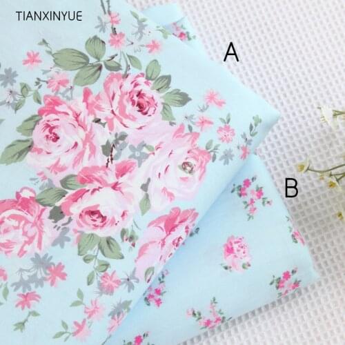 40*50cm choose color 100% cotton fabric Victoria blue roses bedding cloth DIY for Sewing patchwork cushion quilting fabrics
