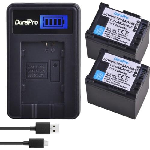 BP-820 Battery +LCD USB Charger for Canon VIXIA GX10, XF400, XF405 HFG20, HFG30, HFG40, HFM41, HFM400, HFS21, HFS30