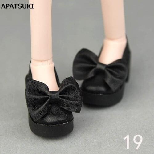1/4 Doll Accessories 6*2.5cm Black Fake Leather Bowknot Fashion Shoes For 1/4 BJD Doll Shoes 40-50cm XinYi Doll High-heel Shoes