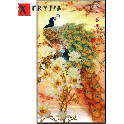 Full squareround drill flower peacock 5d diy diamond painting embroidery 3D cross stitch mosaic diamond kits craft home decor