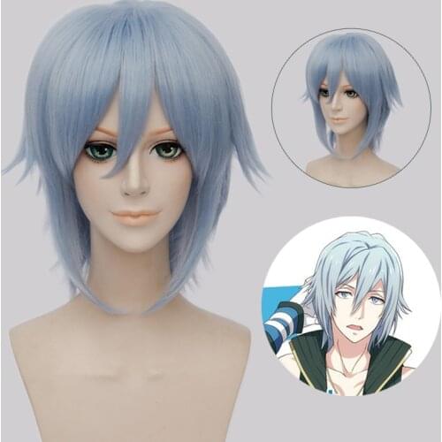 Anime IDOLiSH7 Tamaki Yotsuba Wigs Blue Short Heat Resistant Synthetic Hair Cosplay Costume Wig + Wig Cap