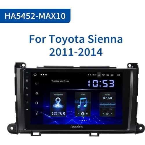 Dasaita 9" IPS 1 din Car Radio Android 10.0 DSP for Toyota Sienna XL30 2010 2011 2012 2013 2014 GPS Navigator 4GB RAM GPS