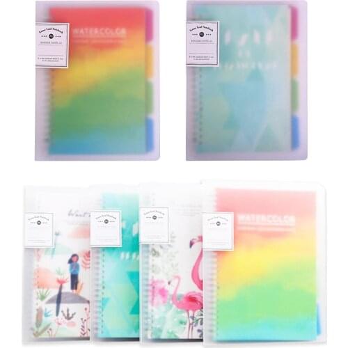 A5 Binder Portfolio Notebook with 20 Rings/Holes, 5 Subject Spiral Paper Notebook Colored PP dividers with tabs for Labels