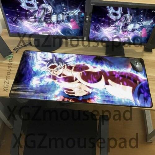 XGZ Large Mouse Pad Black Lock Edge Anime Computer Desk Mat Cartoon Son Goku Rubber Stripe Non-Slip 900x400/600x300