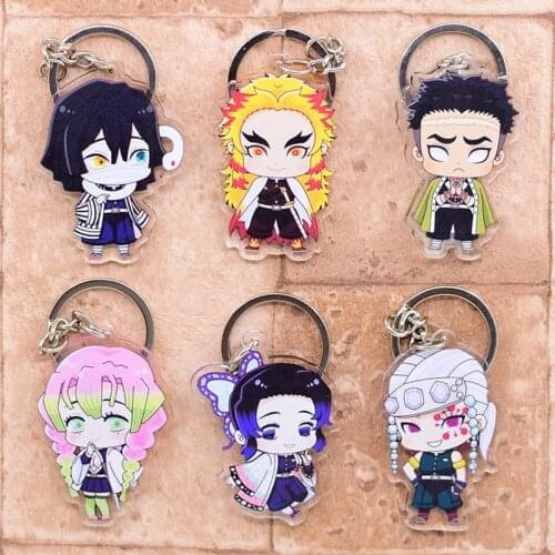 Demon Slayer Keychain 9 styles Kimetsu no Yaiba Key Ring Double Sided Acrylic Key Chain Anime Accessories Hot Sale