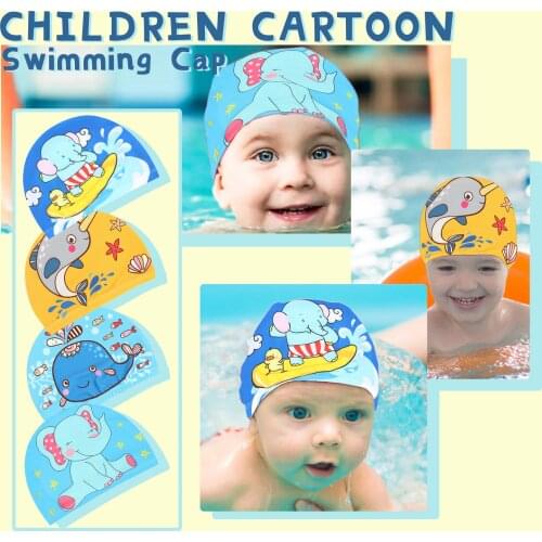 Cartoon Animal Children Swimming Cap Girls Boys Swimming Hat Elastic Kids Pool Swimming Cap Hat Pool Accessories Dropshipping