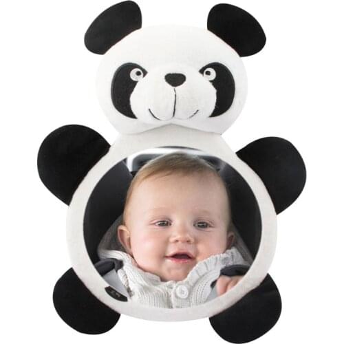 Baby Rearview Mirrors Car Interior Accessories Infants Kids Plush Cartoon Toy Safety Seat Rear Mirror Wide View E65D