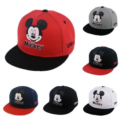 Disney Mickey Baseball Cap Children Hip Hop Cap Cute Anime Cartoon Boys Girls Summer Breathable Mesh Sun Golas Adjustable