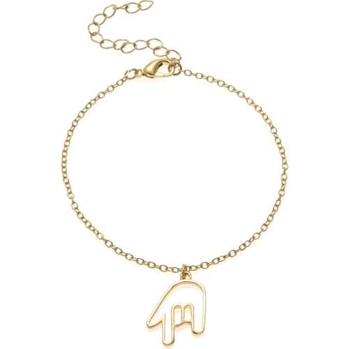 Outline Small Rock Roll Hand Gesture Bracelets Simple ASL I Love You Sign Language Palm Europe America Music Charm Chain Jewelry