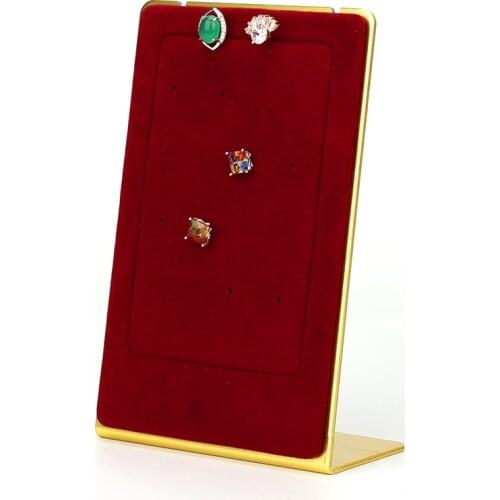 Exquisite Multifunctional Red Suede Metal Plate Microfiber Leather Decoration Jewelry Display Stand For Earring Necklace Pendant