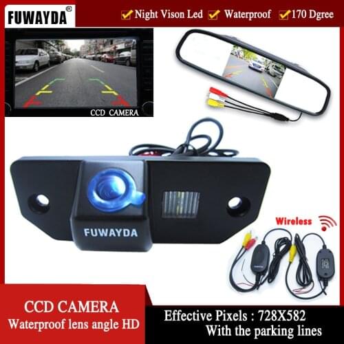 FUWAYDA Wireless Color CCD Car Rear View Camera for FORD FOCUS SEDAN (3 Carriages) Ford C-max,4.3 Inch Rear view Mirror Monitor