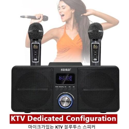 Karaoke Bluetooth Speaker Subwoofer Bass Party Music Center Wireless Portable Column For Home Theater Speakers with Double Mic